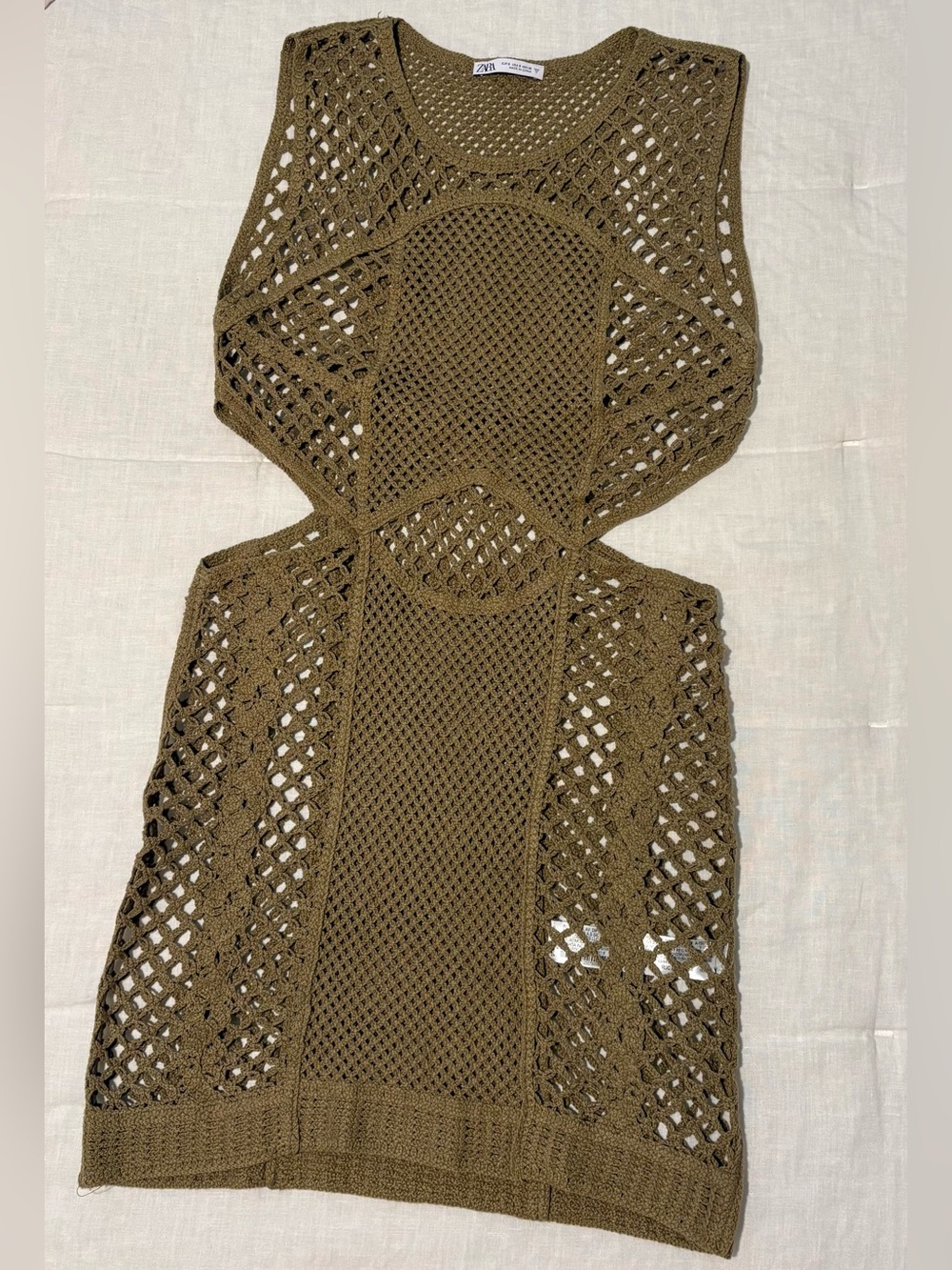 Zara Olive Green Crochet Swim Coverup